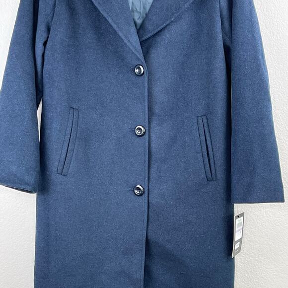 Jones New York Coat Navy Wool Blend Long Overcoat Size 6 NWT MSRP $400 - Picture 7 of 16